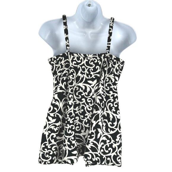 Miraclesuit Tankini Swim Top‎ Size 8 Black White Printed Underwire SW-1978 - Picture 4 of 8